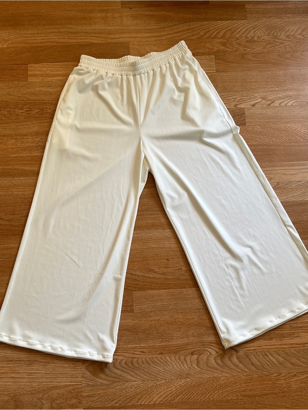 Women's Wide-Leg Elastic Waist Pants - Cream